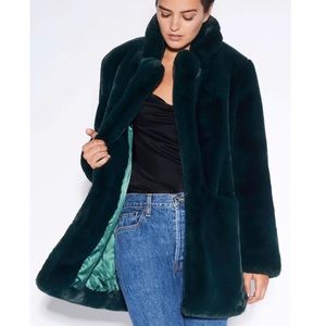 Brand New with Tag Apparis Sophie 2 Faux Fur Coat Emerald Green